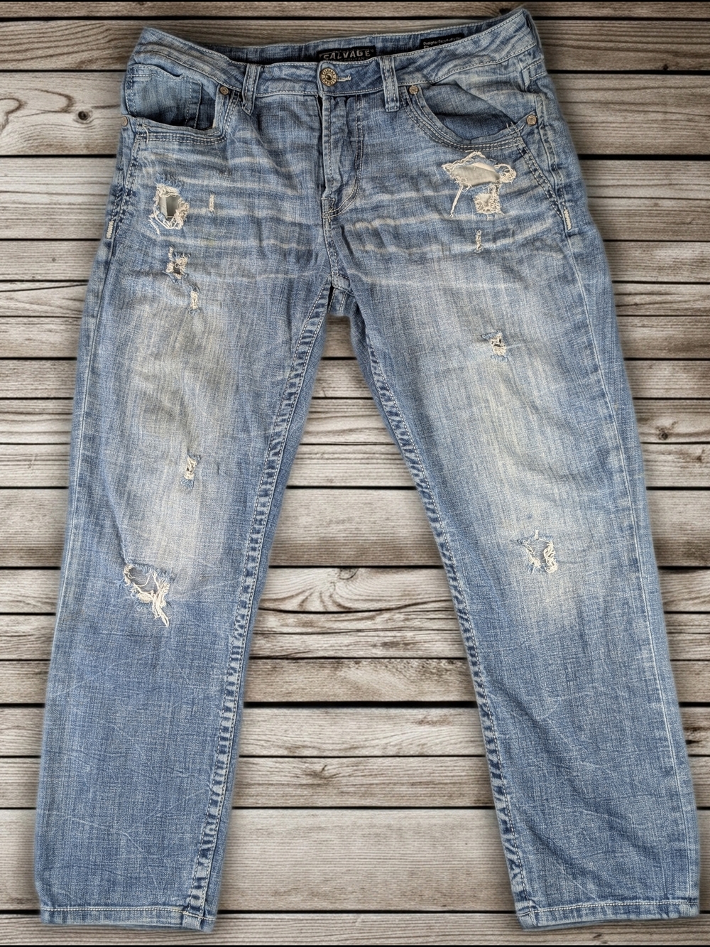 Salvage Supply Co Mayhem Straight Regular Fit Jeans Men's 36X32  Distressed